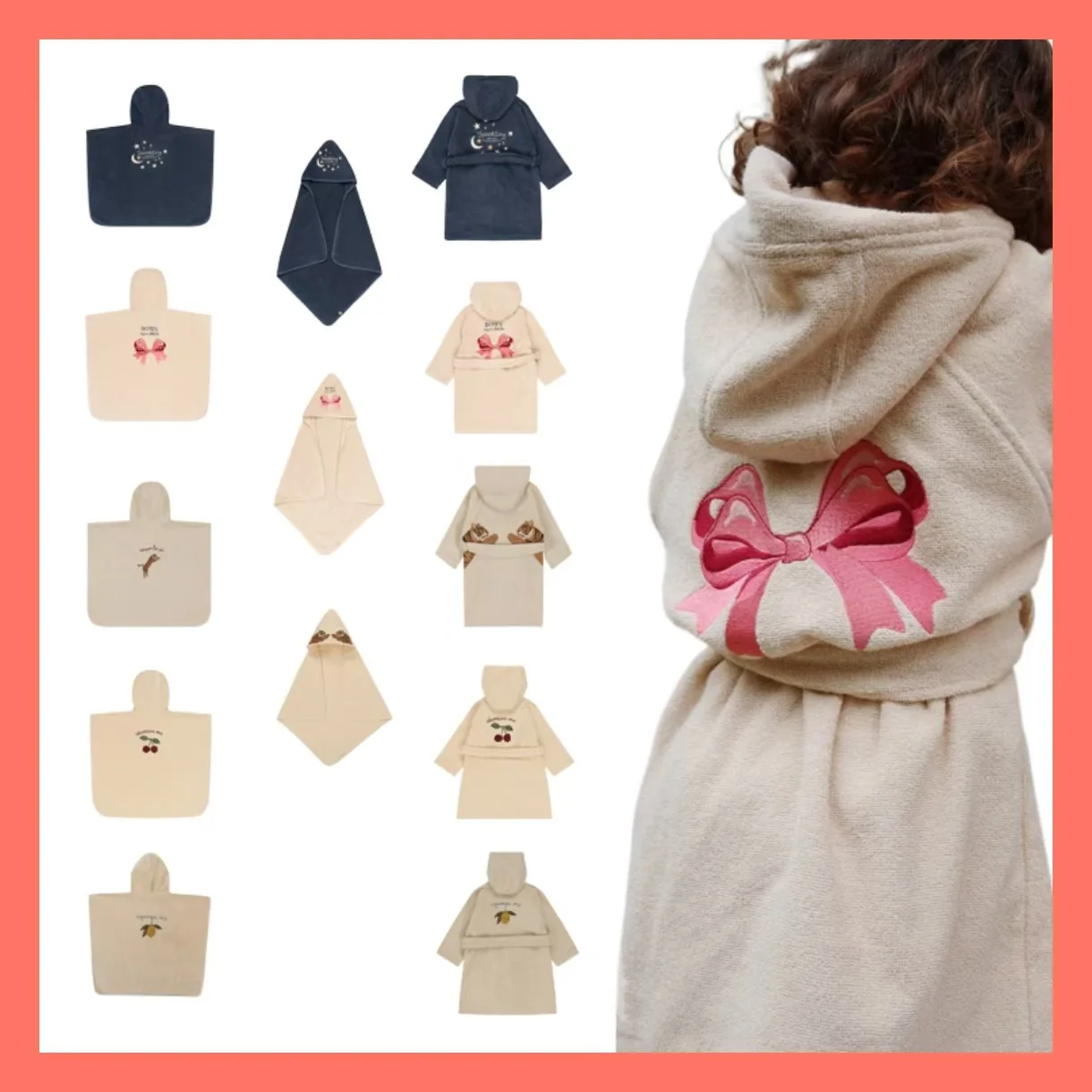 חלוק רחצה עם קפוצ'ון לתינוקת - עיצוב מקסים