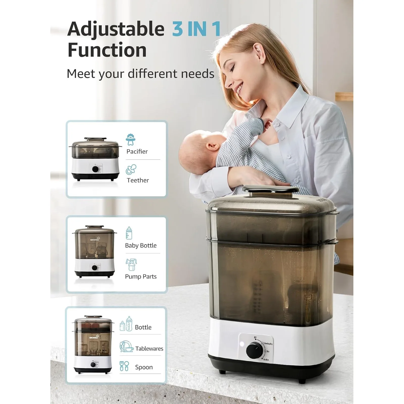 מעקר בקבוקים גדול עם מסך מגע