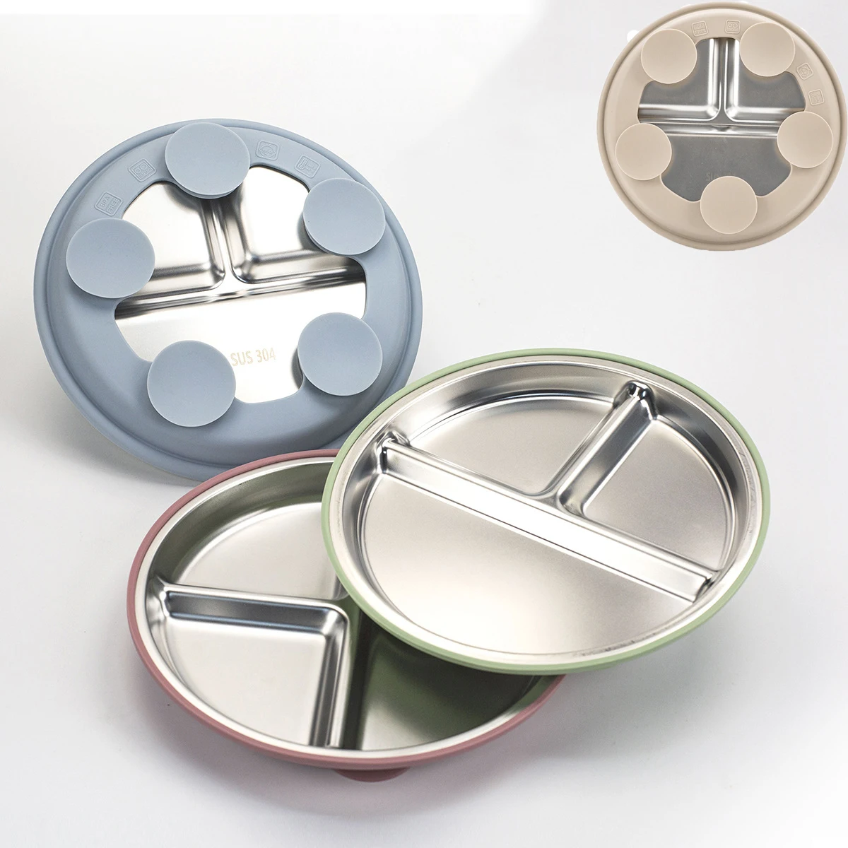 צלחת נירוסטה עם סיליקון לתינוק