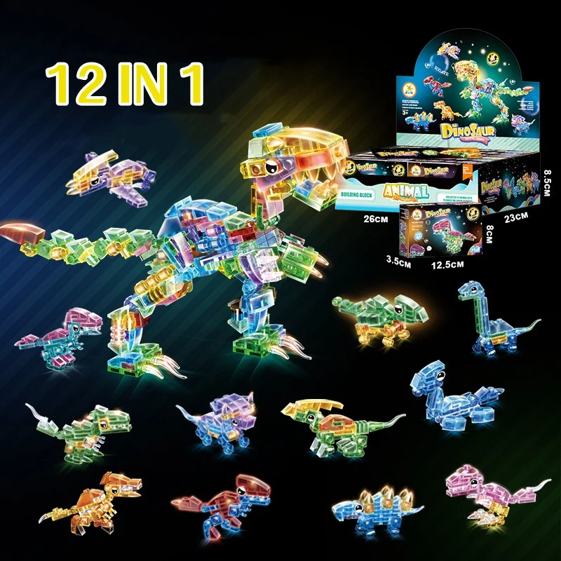 סט דינוזאורים לבנייה 12 ב-1 לילד